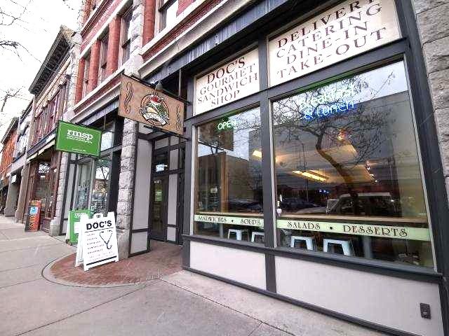 The Doc's Sandwich Shop storefront on North Higgins Avenue in downtown Missoula